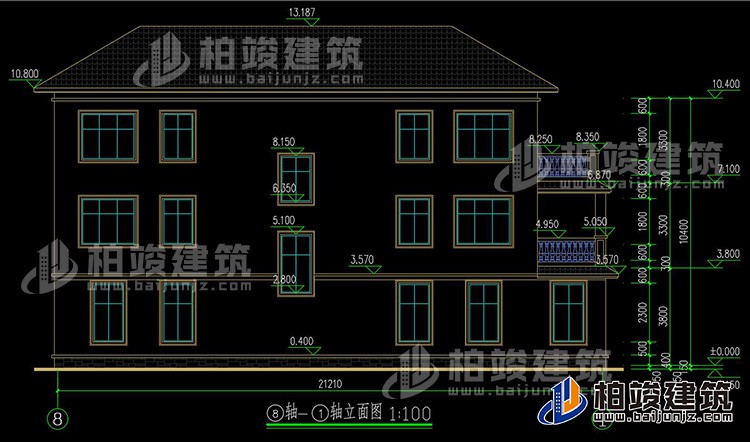 农村三层兄弟双拼欧式风格别墅设计图及效果图纸BZ369-简欧风格