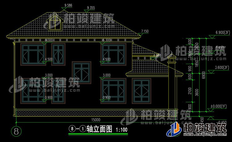 背立面图